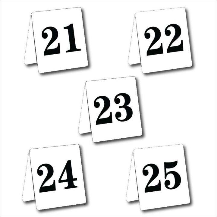 Table Top Numbers 21 To 25 White Acrylic Sign Board Numbers Black