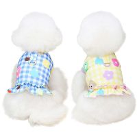 Cute Plaid Pet Dogs Cats Clothes Summer Thin Floral Dog Dress Skirt Princess Style Dogs Clothing Chihuahua Yorkshire Puppy Dress Dresses