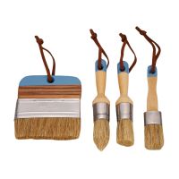 4 Pcs Painting Brushes Set for Furniture Natural Bristles Stencil Brushes Wooden Handle DIY Painting and Waxing Brushes