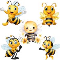 T316# Cute little Bee Cartoon Insect Wall Sticker  Childrens Bedroom Decoration Sticker Toilet Refrigerator Decal Refrigerator Parts Accessories