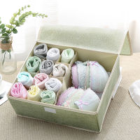 Drawer Bra Storage Closet Organizer Collapsible Boxes Washable Cotton Linen Finishing Box Portable With Cover Underwear Socks