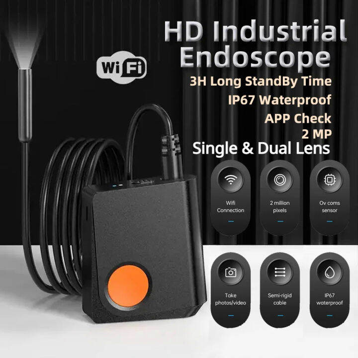 WIFI Endoscope Industrial HD Video Borescope 8mm Dual Single Wireless