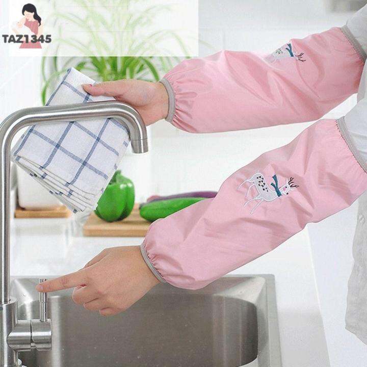 taz1345-ชุดกระโปรงยาว-ป้องกันคราบสกปรก-ต่อต้านสกปรก-งานบ้านบ้าน-ร้านอาหารในร้านอาหาร-การทำความสะอาดการทำความสะอาด-อุปกรณ์เสริมผ้ากันเปื้อน-แขนเสื้อสำหรับผู้หญิง-แขนยาวเกินไป-ที่ป้องกันข้อมือ