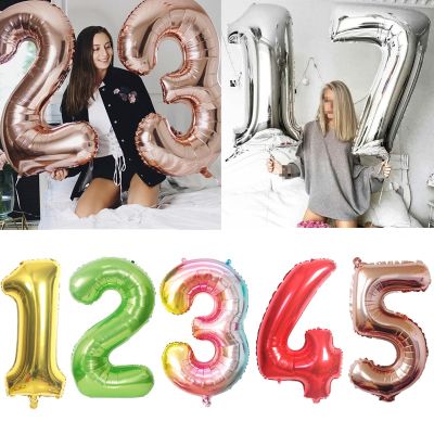 32 40 Big Number Foil Balloons Figure Digit Happy Birthday Party Wedding Decoration Kids Toy Helium Globos Wholesale Balloon Balloons