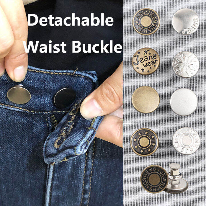 No Sew Instant Adjustable Pin Buttons Jeans Adjust Metal Jeans Buttons
