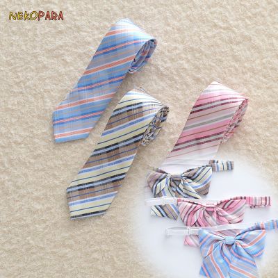 【cw】 NEW Striped Embroidery Bow Tie School JK Uniform Necktie 3 Colors Colorful ！