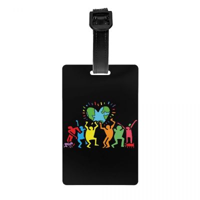 hot！【DT】❆  Custom Haring Graffiti Luggage Tag Privacy Protection Abstract Baggage Tags Labels Suitcase