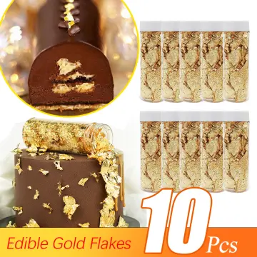 Edible Grade Genuine Gold Leaf Schabin Flakes 5g 24K Gold Decorative Dishes  Chef Art Cake Decorating