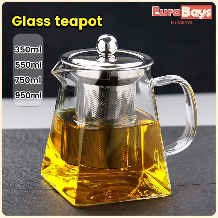 Eb 350ml550ml750ml950ml Heat Resistant Glass Teapot With Stainless Steel Filter For Home