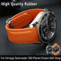 20mm 22mm Curved End Rubber Silicone Watch Bands For Omega Seamaster 300 Speedmaster Strap Brand Watchband Blue Black Orange Straps