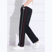 Black Uni New Track Pants Casual Sweatpants mens Striped Bastic Trousers Straight Pants Joggers Simple Work Pants