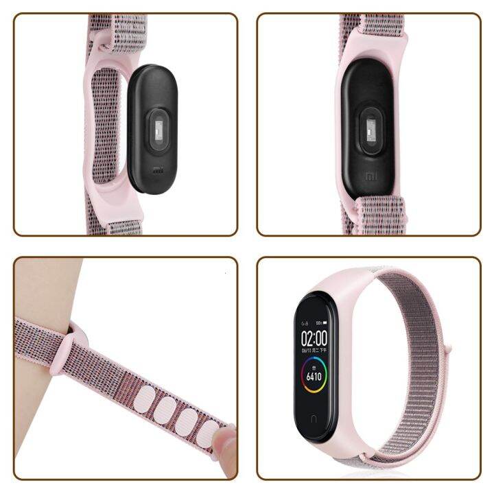 สายไนล่อน-for-xiaomi-mi-band-4-3-สร้อยข้อมือ-nfc-smart-watch-สายรัดไนลอนสีสันสดใส