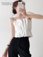 Clarissali Tawaaiw Folds Design Strapless Cropped Feminino Sleeveless Y2k