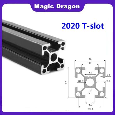 1PCS Black 100-1000mm 2020 T-slot Aluminum Extrusions Aluminum Profiles Frame for CNC Laser Engraving Machine Durable Electrical Connectors