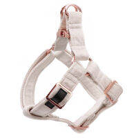 White Wedding Velvet Dog Harness Basic Dog Leash Adjustable Buckle Cotton Fabric for Dog or Cat