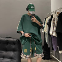 Spot parcel post High-Grade Dopamine Wear Sports Suit Mens Summer Loose Couple Chinese Style Embroidery Fashion Two-Piece Set