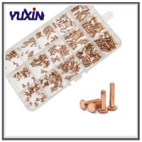 150/300pcs Set M2 M2.5 M3 Red Copper Solid Rivet Hand Percussion Flat Head Willow Nail Copper Rivet Assortment Kit