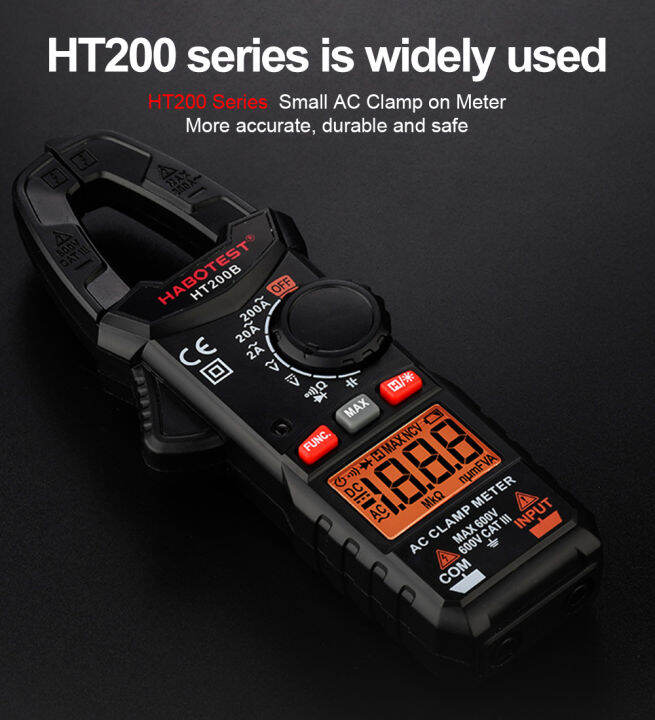 habotest-ht200-digital-clamp-meter-600v-ac-dc-2000-นับ-true-rms-โวลต์มิเตอร์แอมป์มิเตอร์-การทดสอบไดโอด-ความต้านทาน-อุณหภูมิ-capacitive