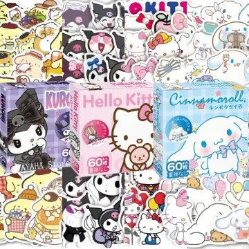 60pcs Hello Kitty Cute Sanrio Stickers Kuromi My Melody Cinnamoroll Cartoon  Anime Sticker Toy Decal Laptop Scrapbook Phone Gift