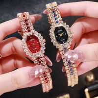 2022 high-end starry watch womens rhinestone steel belt temperament sky full of diamond luxury barrel-shaped bracelet