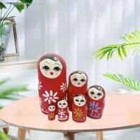 Luanjingduan361849 6x ตุ๊กตาที่ซ้อนกัน Matryoshka เครื่องประดับของเล่นการเรียนรู้การศึกษาตกแต่งรูปการ์ตูนของเล่นไม้ซ้อนสำหรับเดสก์ท็อป