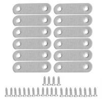 ▽▪◙ 12pcs Stainless Steel Straight Flat Corner Brace Bracket Mending Repair Plates Fixing Connector Furniture Fittings