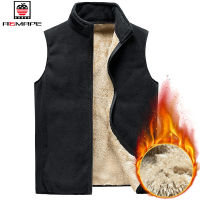 AEMAPE Brand Lamb Cashmere Vest Men Velvet Wool Men Multi Pockets Jacket Mens Warm Sleeveless Jacket Winter Casual Waistcoat