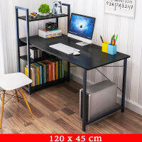 โต๊ะทำงานไม้ computer desk โต๊ะคอมพิวเตอร์ พร้อมชั้นวางของขาเหล็กกล้าพ่นสีกันสนิม โต๊ะทำงานโต๊ะอ่านหนังสือ ยาว120cm x กว้าง 40cm