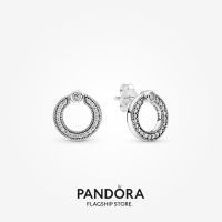 Official Store Pandora Pavé &amp; Logo Circle Reversible Stud Earrings