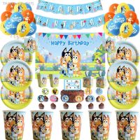 ✖ Hot Cartoon Blue Blueyes Theme Birthday Party Decorations Kids Disposable Tableware Set Baby Shower Blue Party Decor Supplies
