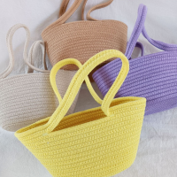 2022 Fashion Woven Bag Summer Handmade Woven Bag Children Basket Straw Bags Bolsa Tote Top Handle Handbags Lady Beach Hand Bags