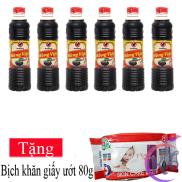 Combo 6 chai Nước tương Nam Dương Hàng Việt chai 500ml Tặng 1 bịch khăn