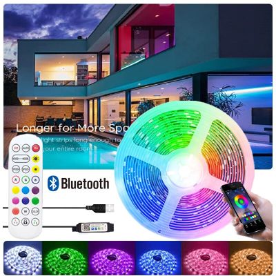 SMD5050 Lights USB Room Decor Music Mode for TV Background Bluetooth LED Lights with 24 Keys Remote Tape for Bedroom Decoration LED Strip Lighting
