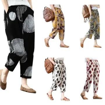 Casual Corduroy Harem Pants, Women's Tapered Pants, Elastic Waist