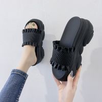 2021Shoes Low Slippers Casual On A Wedge Slipers Women Slides Platform Luxury 2021 Soft Summer Leisure Fashion Rome Hoof Heels