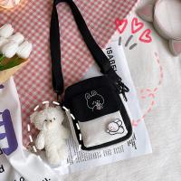 Womens bag 2022 new Japanese Cute Canvas mini one shoulder color contrast student messenger bag