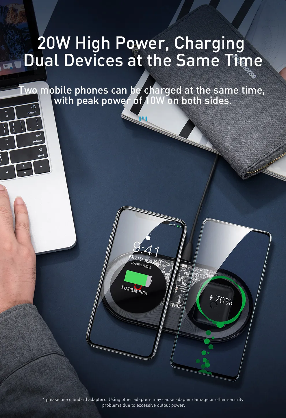 Baseus chargeur double 2in1 sans fil Qi 24W-1