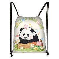 Panda Flower Flowering And Fruiting Lai Finsbury Seven-Doll Folding Drawstring Bag Cute Student Large Shopping Bag Portable Drawstring Bag Batch