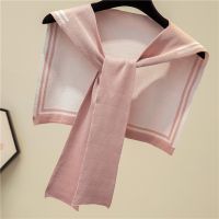 Hot sell The spring and autumn period and the web celebrity by shoulder knit tie shoulder scarf female summer air conditioning room thin section with a navy wind small shawl