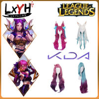 [LXYH- COSER KING] Anime KDA True Damage League of Legends Ahri The Nine-Tailed Fox KaiSa Akali Evelynn เครื่องแต่งกายคอสเพลย์ การ์ตูนอะนิเมะ Man Woman Wig Hair Prop Cospaly