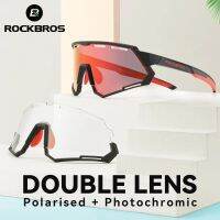 ROCKBROS แว่นตากันแดดสำหรับปั่นจักรยาน Dual Lens Photochromic Polarized Shade Running Road Bike Windproof Men แว่นตากีฬาอุปกรณ์จักรยาน