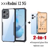 ฟิล์มฝ้าเซรามิค4G เคสโทรศัพท์อะคริลิคสำหรับ Redmi12 2in1 Redmi 12 5G