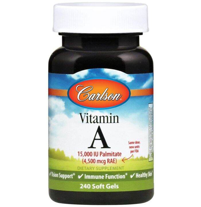 Carlson Vitamin A Palmitate 15000 IU 4500 mcg RAE 240 Softgels Vision