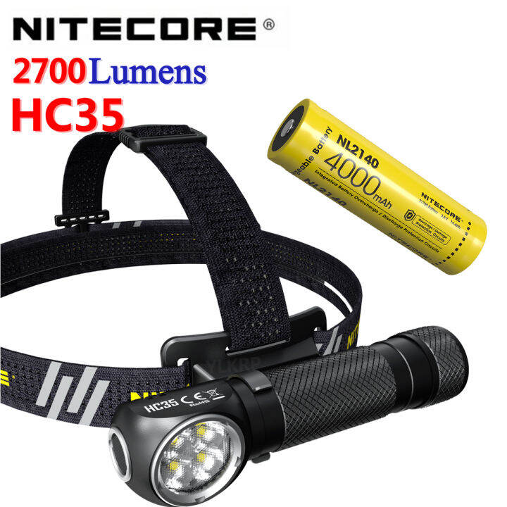 100 original NITECORE HC35 CREE 4LED 2700 lumens rechargeable headlight + 4000mAh 21700 battery