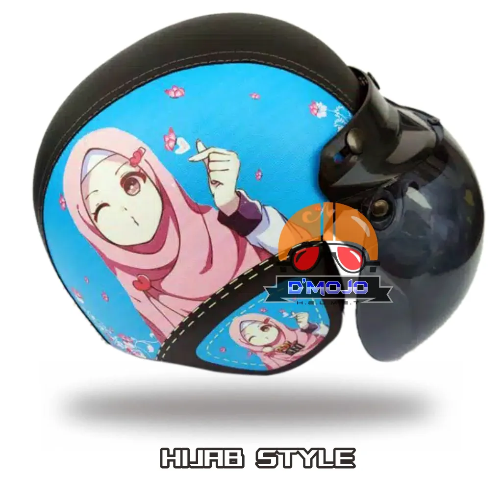 Helm Bogo Dewasa Retro Motif Hijab Style SNI - Kulit - Free Packing Kardus  | Lazada Indonesia