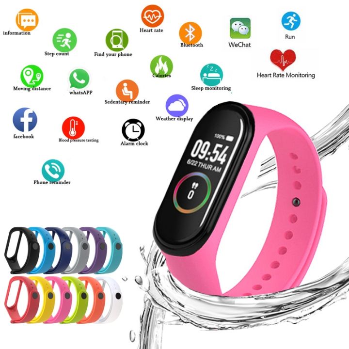 m4-smart-silicone-watchs-sport-wristbands-for-women-led-screen-fitness-traker-bluetooth-waterproof-lady-watchs-sports-strap