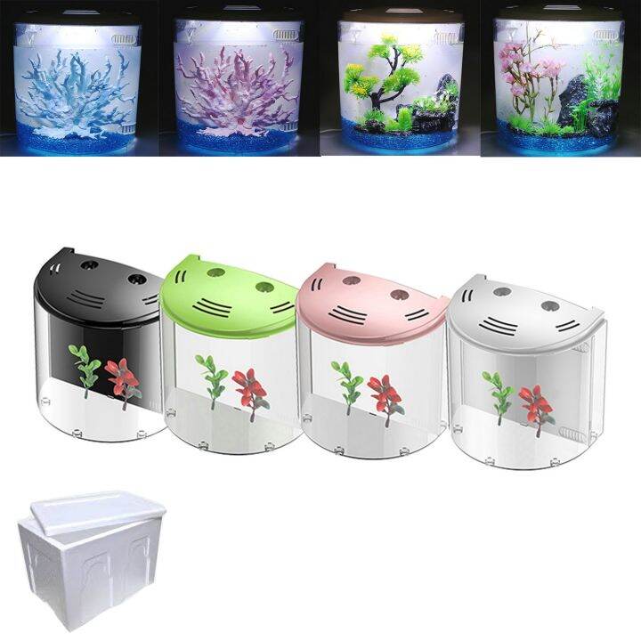 ตู้ปลาปลาเล็ก5ลิตรพร้อมตัวกรองไฟ-led-นิเวศวิทยาปลา-usb-มินินาโน-aquarium-ikan-mas-หางนกยูง320-pink-sand-ปะการังสีฟ้า