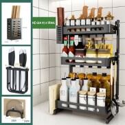 Kệ để gia vị, kệ nhà bếp phủ sơn tĩnh điện Đen, giá để đồ thông minh