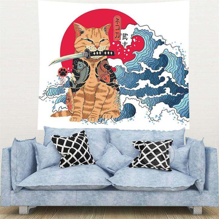 cw-japanese-samurai-cat-tapestry-wall-hanging-ocean-wave-tapestry-aesthetic-room-decor-tapestries-bed-cover-cars-home-decoration