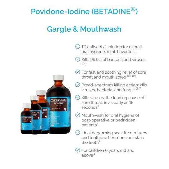 BETADINE (PovidoneIodine) Gargle and Mouthwash♩ Lazada PH
